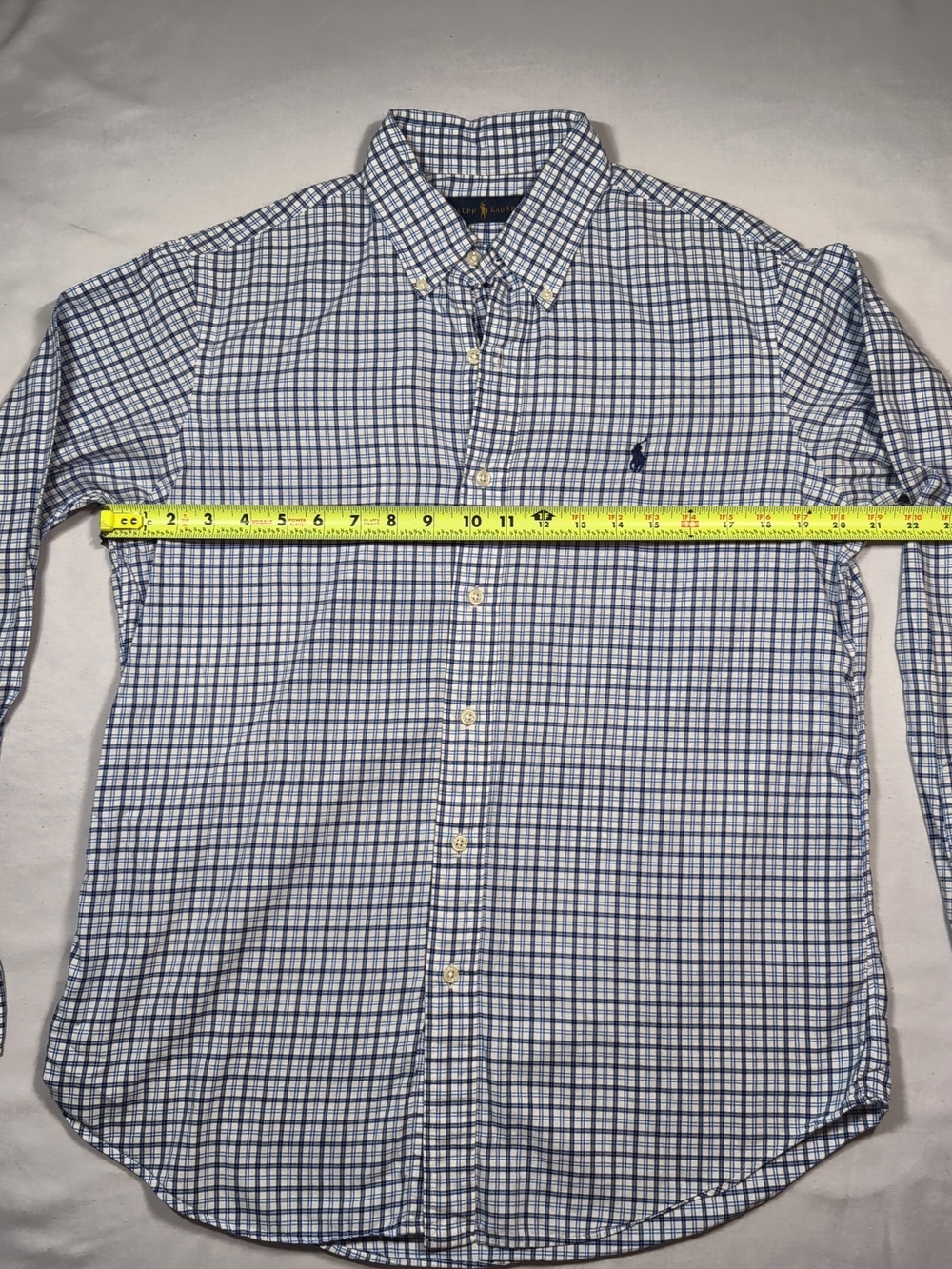 Ralph Lauren Blue and White Checked Button-Down Shirt - Picture 7 of 7